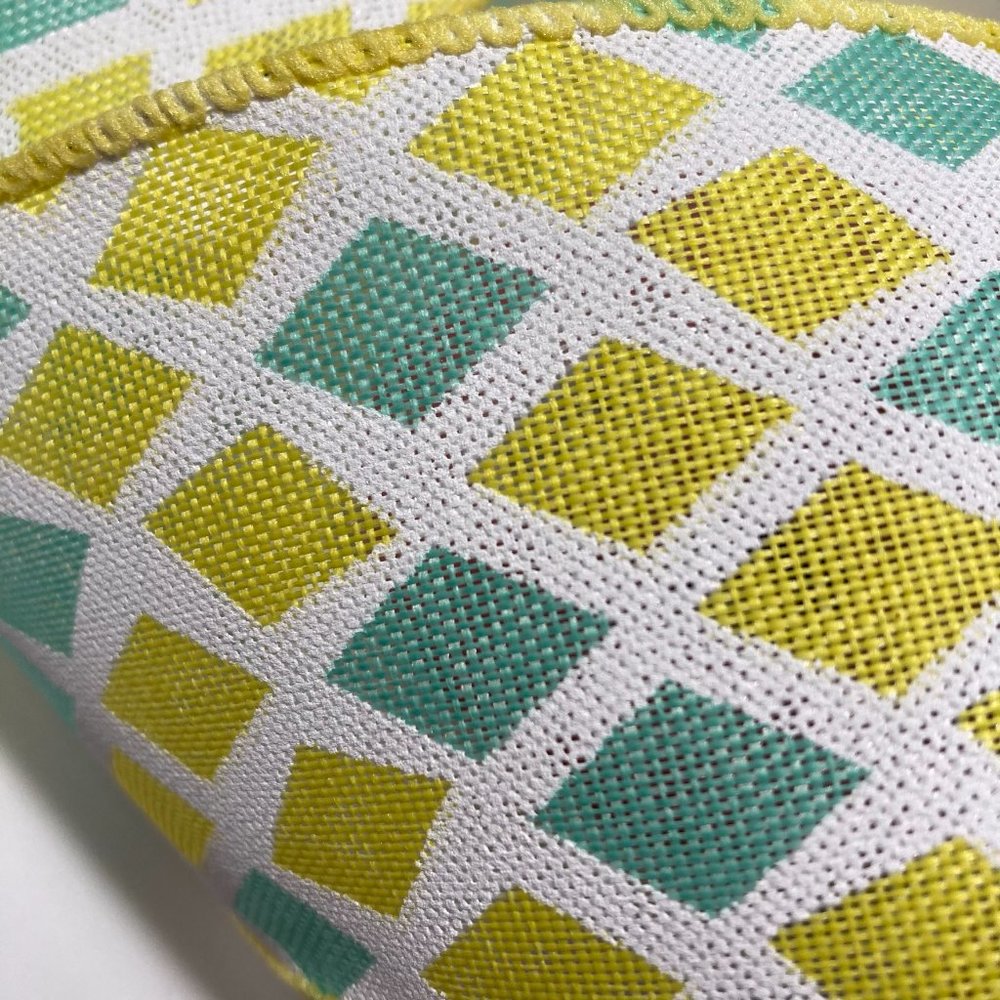 Wired Ribbon Spring Diamond Pattern 2.5" Yellow - Picture 2 of 13